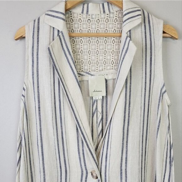 ANTHROPOLOGIE Elevenses Minaret Vest Linen Crochet S - Picture 3 of 13